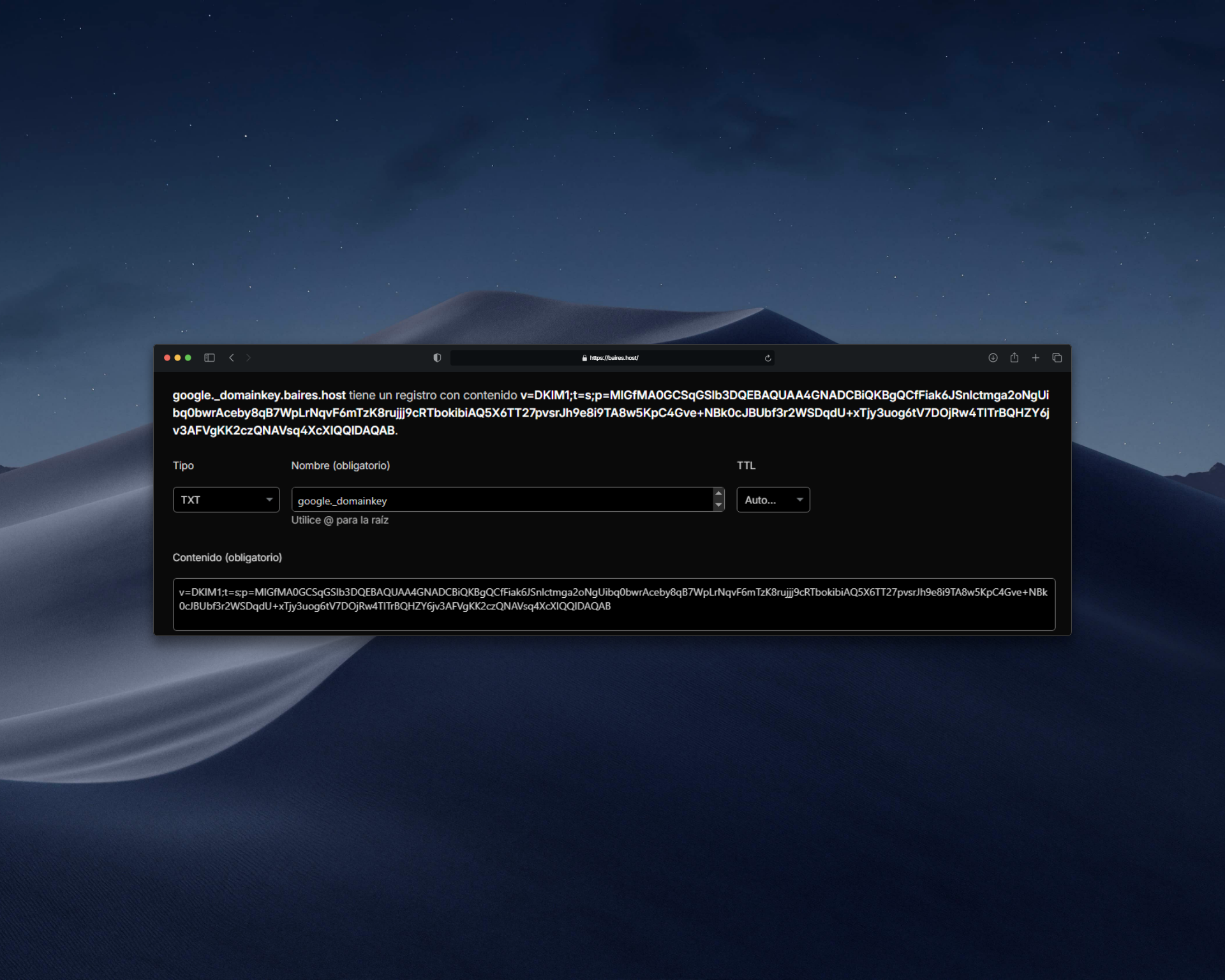 Ejemplo de registro DKIM