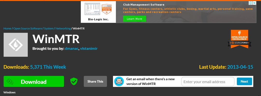 Descargar WinMTR